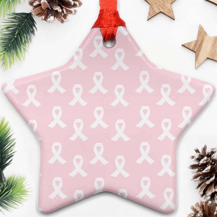 Pink Ribbon - breast cancer awareness month Ornament (Star)