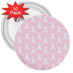 Pink Ribbon - Breast Cancer Awareness Month 3  Buttons (10 Pack)  by Valentinaart