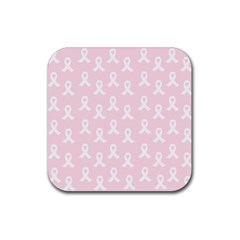 Pink Ribbon - Breast Cancer Awareness Month Rubber Coaster (square)  by Valentinaart