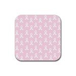 Pink Ribbon - breast cancer awareness month Rubber Coaster (Square)  Front