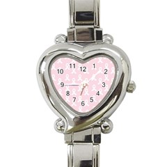 Pink Ribbon - Breast Cancer Awareness Month Heart Italian Charm Watch by Valentinaart