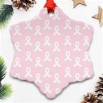 Pink Ribbon - breast cancer awareness month Snowflake Ornament (Two Sides) Front