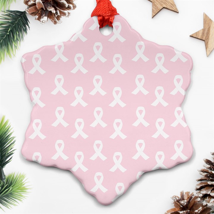 Pink Ribbon - breast cancer awareness month Snowflake Ornament (Two Sides)