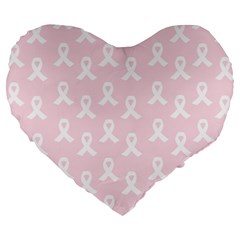 Pink Ribbon - Breast Cancer Awareness Month Large 19  Premium Heart Shape Cushions by Valentinaart