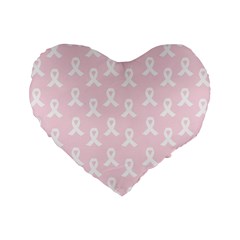 Pink Ribbon - Breast Cancer Awareness Month Standard 16  Premium Flano Heart Shape Cushions by Valentinaart