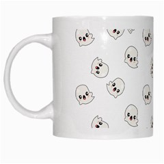 Cute Kawaii Ghost Pattern White Mugs by Valentinaart