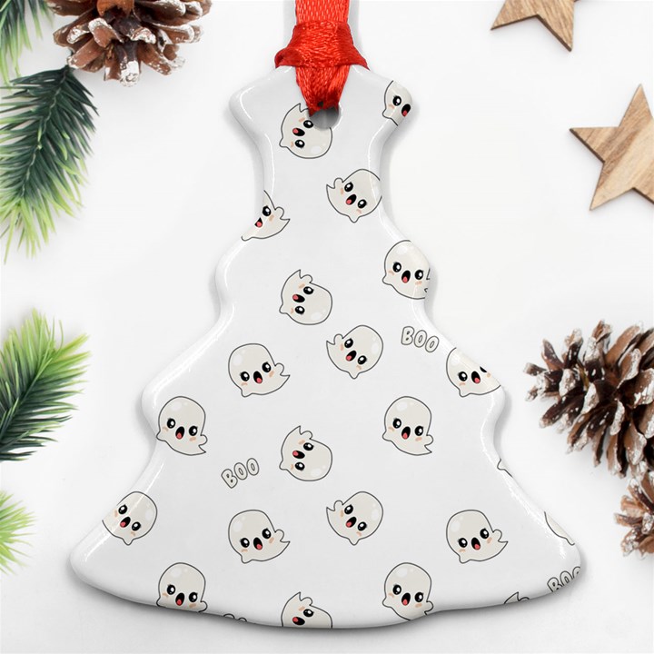 Cute Kawaii Ghost pattern Ornament (Christmas Tree) 