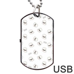 Cute Kawaii Ghost Pattern Dog Tag Usb Flash (two Sides) by Valentinaart