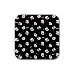 Cute Kawaii Ghost Pattern Rubber Coaster (square)  by Valentinaart