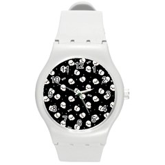 Cute Kawaii Ghost pattern Round Plastic Sport Watch (M)