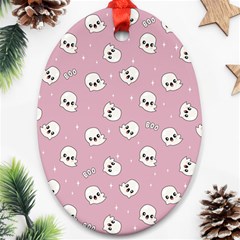 Cute Kawaii Ghost Pattern Ornament (oval) by Valentinaart