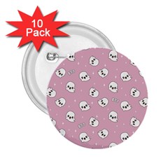 Cute Kawaii Ghost pattern 2.25  Buttons (10 pack) 