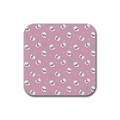 Cute Kawaii Ghost Pattern Rubber Coaster (square)  by Valentinaart