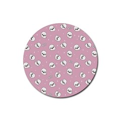 Cute Kawaii Ghost pattern Rubber Coaster (Round) 