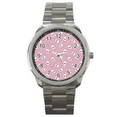 Cute Kawaii Ghost Pattern Sport Metal Watch by Valentinaart