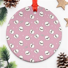 Cute Kawaii Ghost pattern Round Ornament (Two Sides)