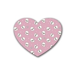 Cute Kawaii Ghost pattern Rubber Coaster (Heart) 