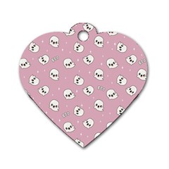 Cute Kawaii Ghost pattern Dog Tag Heart (Two Sides)