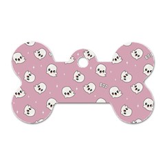 Cute Kawaii Ghost Pattern Dog Tag Bone (one Side) by Valentinaart