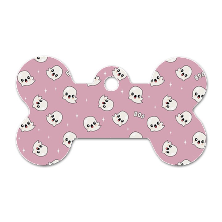 Cute Kawaii Ghost pattern Dog Tag Bone (Two Sides)