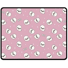 Cute Kawaii Ghost pattern Fleece Blanket (Medium) 