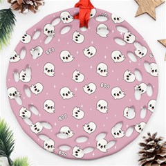 Cute Kawaii Ghost pattern Ornament (Round Filigree)