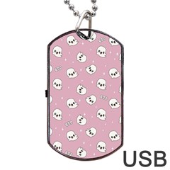 Cute Kawaii Ghost Pattern Dog Tag Usb Flash (one Side) by Valentinaart