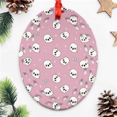 Cute Kawaii Ghost pattern Ornament (Oval Filigree)