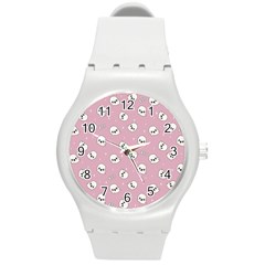 Cute Kawaii Ghost pattern Round Plastic Sport Watch (M)