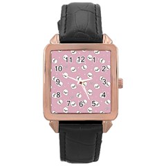 Cute Kawaii Ghost pattern Rose Gold Leather Watch 