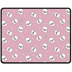 Cute Kawaii Ghost pattern Double Sided Fleece Blanket (Medium) 