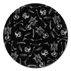 Human Skeleton Pattern - Halloween  Magnet 5  (round) by Valentinaart