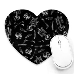 Human Skeleton Pattern - Halloween  Heart Mousepads by Valentinaart