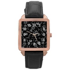 Human Skeleton Pattern - Halloween  Rose Gold Leather Watch  by Valentinaart