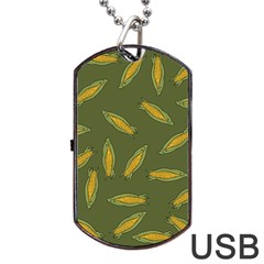 Corn Pattern Dog Tag Usb Flash (one Side) by Valentinaart