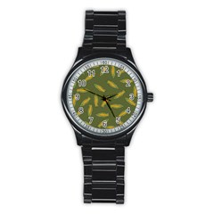 Corn Pattern Stainless Steel Round Watch by Valentinaart