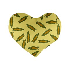 Corn Pattern Standard 16  Premium Flano Heart Shape Cushions by Valentinaart