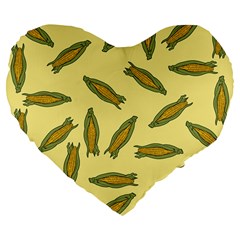 Corn Pattern Large 19  Premium Flano Heart Shape Cushions by Valentinaart