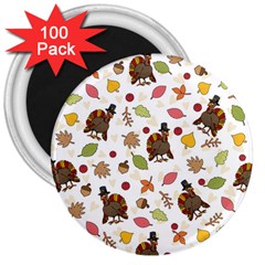 Thanksgiving Turkey Pattern 3  Magnets (100 Pack) by Valentinaart