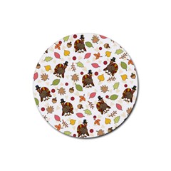 Thanksgiving Turkey Pattern Rubber Coaster (round)  by Valentinaart