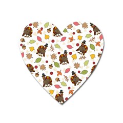 Thanksgiving Turkey Pattern Heart Magnet by Valentinaart