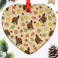 Thanksgiving Turkey Pattern Ornament (heart) by Valentinaart