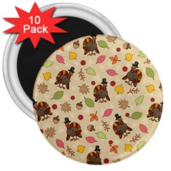 Thanksgiving Turkey Pattern 3  Magnets (10 Pack)  by Valentinaart