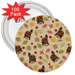 Thanksgiving Turkey Pattern 3  Buttons (100 Pack)  by Valentinaart