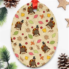 Thanksgiving Turkey Pattern Oval Ornament (two Sides) by Valentinaart