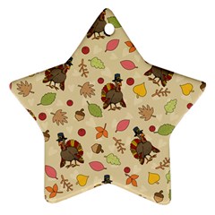 Thanksgiving Turkey Pattern Star Ornament (two Sides) by Valentinaart