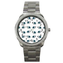 Blue Eyes Pattern Sport Metal Watch by Valentinaart