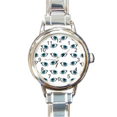 Blue Eyes Pattern Round Italian Charm Watch by Valentinaart