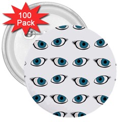 Blue Eyes Pattern 3  Buttons (100 Pack)  by Valentinaart