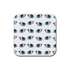 Blue Eyes Pattern Rubber Coaster (square)  by Valentinaart